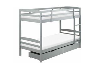 4255664836694 - Hochbett mit Bettkasten Dunkelbraun Kiefernholz 2 Lattenroste 90 x 200 cm Leiter Modern Etagenbett für 2 Personen Schlafzimmer Ausstattung