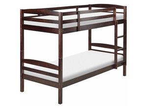 4255664836748 - Beliani - Hochbett Dunkelbraun Kiefernholz 2 Lattenroste 90 x 200 cm Leiter Modern Etagenbett für 2 Personen Schlafzimmer Ausstattung