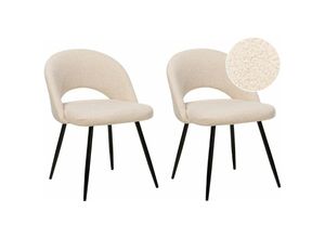 4255664836816 - Esszimmerstuhl 2er Set Beige Bouclé Stoffbezug mit Schwarzen Beinen aus Metall Modern Wohnzimmer Esszimmer Küche Ausstattung Möbel