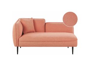 4255664837073 - Beliani - Chaiselongue Pfirsichrosa Stoffbezug Bouclé Linksseitig mit Kissen Metallbeine Modern für Wohnzimmer Schlafzimmer Wintergarten Kleine Räume