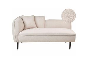 4255664837097 - Beliani - Chaiselongue Hellbeige Stoffbezug Bouclé Linksseitig mit Kissen Metallbeine Modern für Wohnzimmer Schlafzimmer Wintergarten Kleine Räume