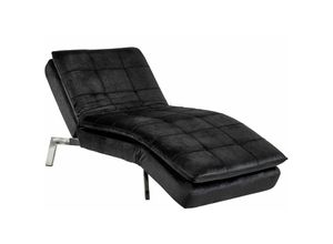 4255664837233 - Beliani - Chaiselongue Schwarz Samtstoff mit Verstellbarem Kopfteil und Schlaffunktion Retro Design Glamouröser Stil 4255664837233 - Beliani - Chaiselongue Schwarz Samtstoff mit Verstellbarem Kopfteil und Schlaffunktion Retro Design Glamouröser Stil
