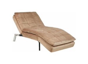 4255664837240 - Beliani - Chaiselongue Hellbraun Samtstoff mit Verstellbarem Kopfteil und Schlaffunktion Retro Design Glamouröser Stil