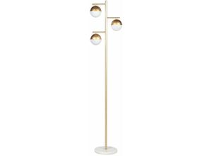 4255664837592 - Beliani - Stehlampe Gold Metall und Glas 160 cm 3-Flammig Glasschirm Kugelform Langes Kabel mit Schalter Modern Schlaf- u Wohnzimmer Ausstattung Deko