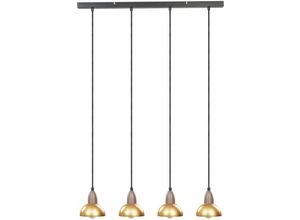 4255664837622 - Hängeleuchte Messing und Schwarz Metall 4-Flammig mit Schirm Glockenform Langem Kabel Modern Industrie Design für Esstisch Wohnzimmer Wohnküche