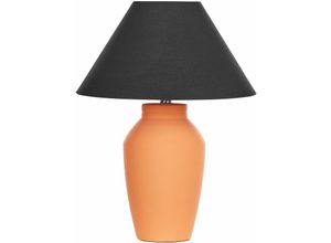 4255664838025 - Beliani - Tischlampe Orange Keramiksockel Leinenschirm 52 cm Textiltrommel Schwarz Nachttisch Wohnzimmer Schlafzimmer Beleuchtung Traditionell