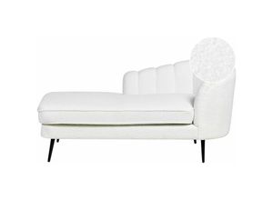 4255664838254 - Chaiselongue Cremeweiß Bouclé Rechtsseitig mit Schwarzen Metallbeinen Lehne Muschelform Glamourös Modern Muschelsofa Wohnzimmer Flur Ausstattung