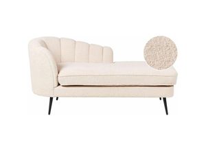 4255664838261 - Chaiselongue Hellbeige Bouclé Linksseitig mit Schwarzen Metallbeinen Lehne Muschelform Glamourös Modern Muschelsofa Wohnzimmer Ausstattung