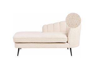 4255664838278 - Beliani - Chaiselongue Hellbeige Bouclé Rechtsseitig mit Schwarzen Metallbeinen Lehne Muschelform Glamourös Modern Muschelsofa Wohnzimmer Ausstattung