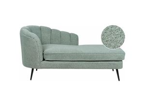 4255664838285 - Beliani - Chaiselongue Grün Bouclé Linksseitig mit Schwarzen Metallbeinen Lehne Muschelform Glamourös Modern Muschelsofa Wohnzimmer Flur Ausstattung