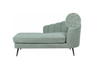 4255664838292 - Beliani - Chaiselongue Grün Bouclé Rechtsseitig mit Schwarzen Metallbeinen Lehne Muschelform Glamourös Modern Muschelsofa Wohnzimmer Flur Ausstattung