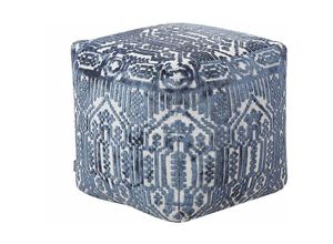 4255664838353 - Beliani - Pouf Dunkelblau Viskose und Polyester 50 x 50 cm mit EPS-Perlen Quadratisch Persisches Muster Modern Boho Bodenkissen Sitzpouf Sitzmöbel