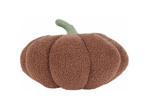 4255664838841 - Beliani - Kürbis Kissen Braun Bouclé ⌀ 28 cm Wurfkissen Halloween Dekoration Plüschfigur