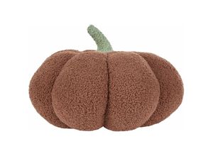 4255664838858 - Beliani - Kürbis Kissen Braun Bouclé ⌀ 35 cm Wurfkissen Halloween Dekoration Plüschfigur