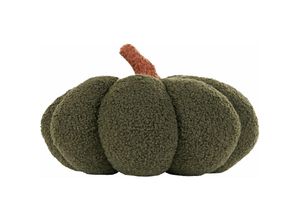 4255664838865 - Beliani - Kürbis Kissen Grün Bouclé ⌀ 28 cm Wurfkissen Halloween Dekoration Plüschfigur