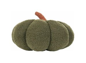 4255664838872 - Kürbis Kissen Grün Bouclé ⌀ 35 cm Wurfkissen Halloween Dekoration Plüschfigur