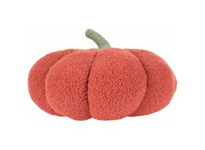 4255664838896 - Beliani - Kürbis Kissen Orange Bouclé ⌀ 35 cm Wurfkissen Halloween Dekoration Plüschfigur