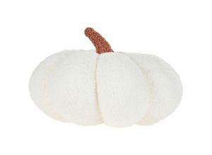 4255664838902 - Kürbis Kissen Weiß Bouclé ⌀ 28 cm Wurfkissen Halloween Dekoration Plüschfigur