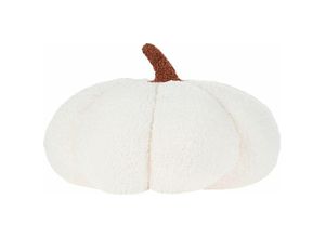 4255664838919 - Beliani - Kürbis Kissen Weiß Bouclé ⌀ 35 cm Wurfkissen Halloween Dekoration Plüschfigur