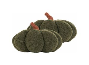 4255664838940 - Beliani - Set aus 2 Kürbis-Kissen Grün Bouclé ⌀ 28 cm Wurfkissen Halloween Dekoration Plüschfigur