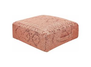 4255664839206 - Beliani - Bodenkissen Hellrot Baumwolle 50 x 50 x 20 cm Quadratisch Sitzkissen Meditation Meditieren Abstraktes Design für Wohnzimmer Schlafzimmer