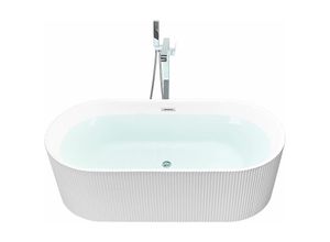 4255664839497 - Freistehende Badewanne Weiß 1690 x 800 cm Geriffelte Oberfläche Oval für Badezimmer