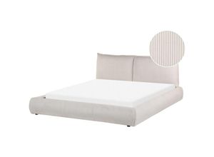 4255664839862 - Beliani - Wasserbett Hellbeige aus Cord 160 x 200 cm mit Matratze Zubehör Gepolstertes Hohes Kopfteil Modern Bequem Schlafzimmer Ausstattung Möbel