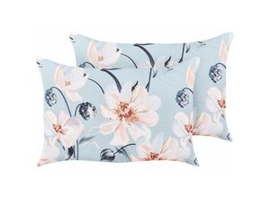 4255664839954 - Beliani - 2er Set Gartenkissen Blau Polyester Blumenmuster 40 x 60 cm Moderne Dekoration für den Außenbereich Wasserbeständig