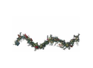 4255664840028 - Beliani - Weihnachtsgirlande Grün Kunststoff 180 cm mit led Beleuchtung Timer Batteriebetrieben Weihnachtsdeko für Kamin Treppe Geländer Fenster Innen