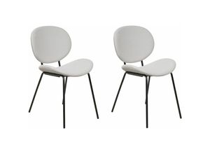 4255664840325 - Beliani - Esszimmerstuhl 2er Set Hellgrau Samtstoff mit Rückenlehne Schwarzen Metallbeinen Modernes Retro Design für Esszimmer Wohnzimmer Ausstattung