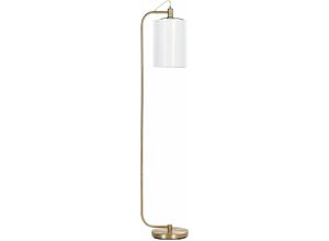 4255664841308 - Beliani - Stehlampe Kupferfarben   Weiß aus Leinen u Eisen 155 cm Modern Elegant für Wohnzimmer Schlafzimmer Flur - Kupfer