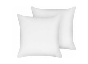 4255664841698 - Kopfkissen im 2er Set Weiß Lyocell-Bezug 80 x 80 cm Niedrig mit Polyester-Füllung Quadratisch Weich Bettkissen für Allergiker Geeignet Schlafzimmer