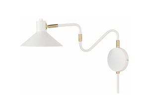 4255664841872 - Beliani - Wandlampe Weiß   Gold aus Metall Kegelform Verstellbar Glamour Style für Wohnzimmer Schlafzimmer Flur - Weiß