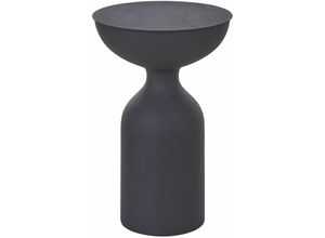 4255664842169 - Beistelltisch Schwarz Metall Matt Hoch Rund 36 cm T-Form Pilzform Konisch Retro-Stil Couchtisch für Pflanzen Wohnzimmer Ausstattung