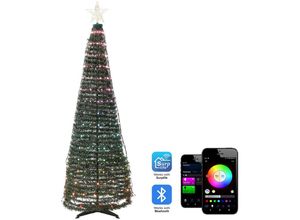 4255664842466 - Beliani - led Deko Weihnachtsbaum grün mit bunten led Lichtern App Steuerung mit Timer 188 cm Weihnachtsdeko Indoor