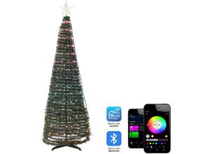 4255664842473 - Beliani - led Deko Weihnachtsbaum grün mit bunten led Lichtern App Steuerung mit Timer 160 cm Weihnachtsdeko Indoor