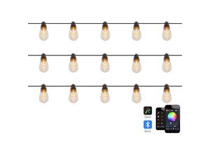 4255664842541 - Led Girlande Warm-Weiß pvc 1250 cm 15 Lichter rgb Farbwechsel mit Fernbedienung App-Steuerung Timer Schalter Outdoor Indoor für Weihnachtsbaum