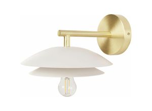 4255664842695 - Wandleuchte Weiß u Gold Metall mit Schirm Kegelform 1-Flammig Glühbirnen-Optik Modern Wandlampe Esszimmer Wohnzimmer Schlafzimmer Nachtlampe