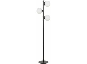 4255664842718 - Stehlampe Schwarz Metall 153 cm 3-Flammig Schirme aus Glas in Kugelform Kabel mit Schalter Modernes Design Wohnzimmer Schlafzimmer Beleuchtung