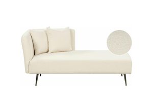 4255664842824 - Beliani - Chaiselongue Cremeweiß Bouclé Stoffbezug Linksseitig mit Kissen Armlehne Metallbeine Modern Wohnzimmer Schlafzimmer Wintergarten Kleine