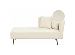 4255664842831 - Beliani - Chaiselongue Cremeweiß Bouclé Stoffbezug Rechtsseitig mit Kissen Armlehne Metallbeine Modern Wohnzimmer Schlafzimmer Wintergarten Kleine