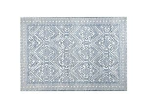 4255664843128 - Teppich Blau   Weiß 160 x 230 cm Rechteckig Geometrisches Muster für Wohnzimmer Schlafzimmer Flur