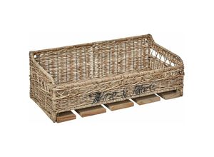 4255664843678 - Beliani - Wandregal Weinglashalter Natur Rattan aus Metall Teakholz Seil Handgefertigt Boho Stil Wohneinrichtung