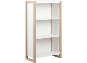 4255664843777 - Regal Weiß   Helles Holz mit 3 Fächern Bücherregal Aktenschrank Büroschrank für Homeoffice Büro Wohnzimmer