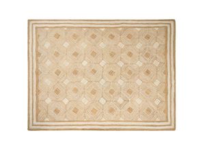 4255664843838 - Teppich Beige Jute Rechteckig 300x400 cm Geometrisches Muster Handgemacht Boho Modern Kurzhaar Fußbodenheizung Geeignet Wohnzimmer Ausstattung