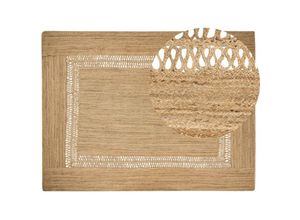 4255664843982 - Beliani - Teppich Beige Jute Rechteckig 300x400 cm Geometriches Muster Handgemacht Boho Modern Kurzhaar für Fußbodenheizung Wohnzimmer Ausstattung