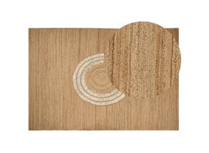 4255664843999 - Beliani - Teppich Beige Jute Rechteckig 160x230 cm Geometrisches Muster Handgemacht Boho Modern Kurzhaar für Fußbodenheizung Wohnzimmer Ausstattung