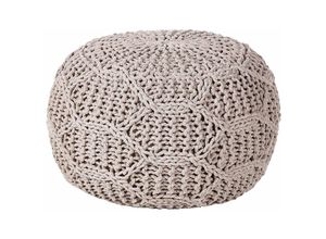 4255664844668 - Beliani - Pouf Taupe aus Baumwolle Makramee 50 x 50 x 35 cm Rund Boho Stil Wohnaccessoires für Wohnzimmer Schlafzimmer Flur