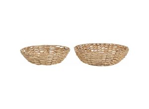 4255664844729 - Beliani - Dekoschalen 2er Set Natur aus Wasserhyazinthe Handgeflochten Boho Stil Obstschalen Schalen Deko Dekoration für Esstisch