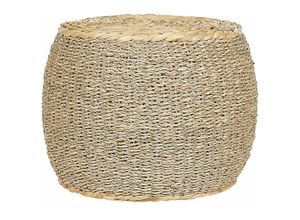 4255664844743 - Pouf Naturfarben Seegras und Wasserhyazinthe Rund ⌀ 40 cm Geflochten Handgefertigt Boho Modern Wohnzimmer Ausstattung Hocker Indoor Deko